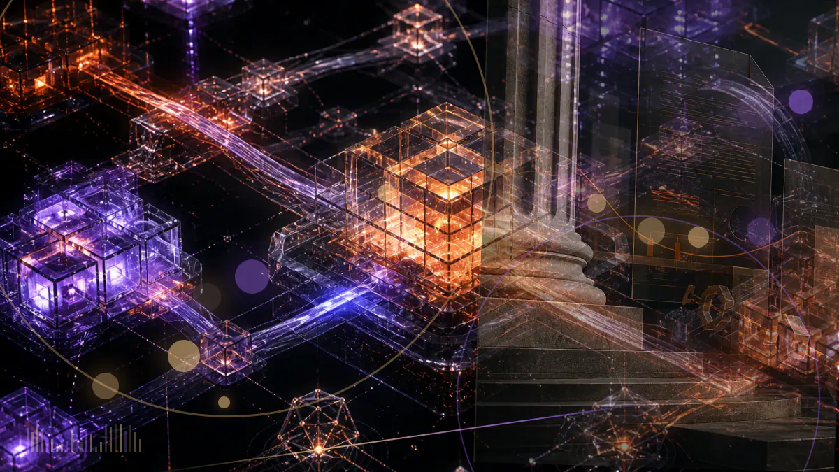 Conceptual illustration of crypto tokens divided by a European regulatory boundary between covered financial instruments and unregulated digital assets