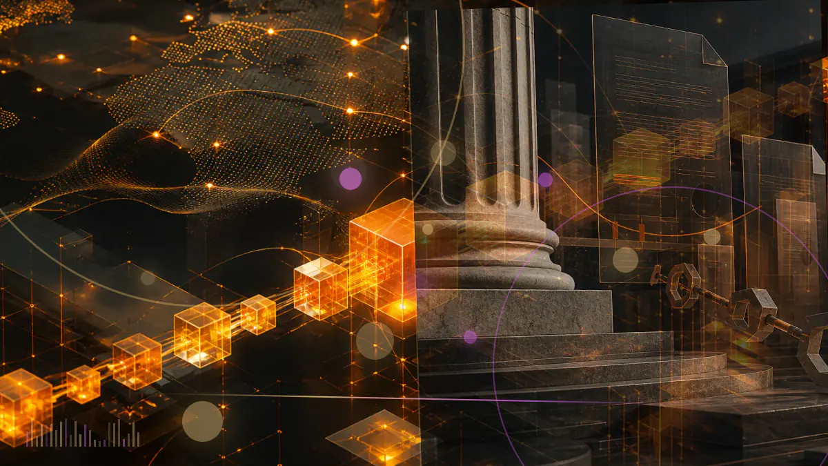 Conceptual illustration of a cryptocurrency wallet key protected by classical and quantum-resistant cryptographic layers