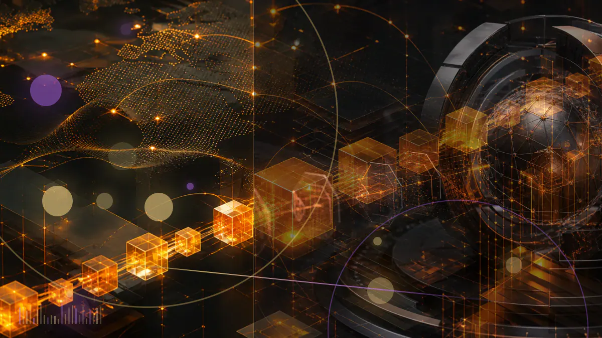 Conceptual illustration of regulated stock certificates entering a cryptocurrency wallet alongside bitcoin, ether and stablecoin payment symbols