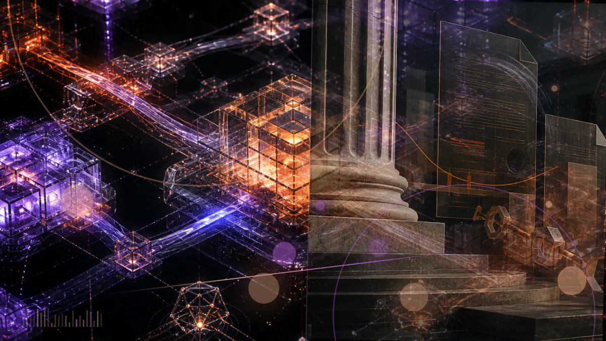 Conceptual illustration of competing Bitcoin protocol proposals branching around a mining pool node