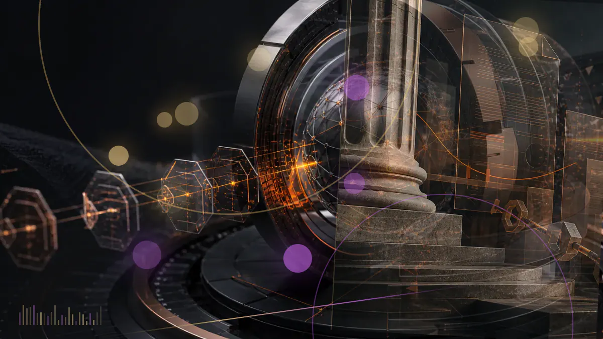 Conceptual illustration of stablecoins and wrapped crypto tokens arranged across an accounting ledger