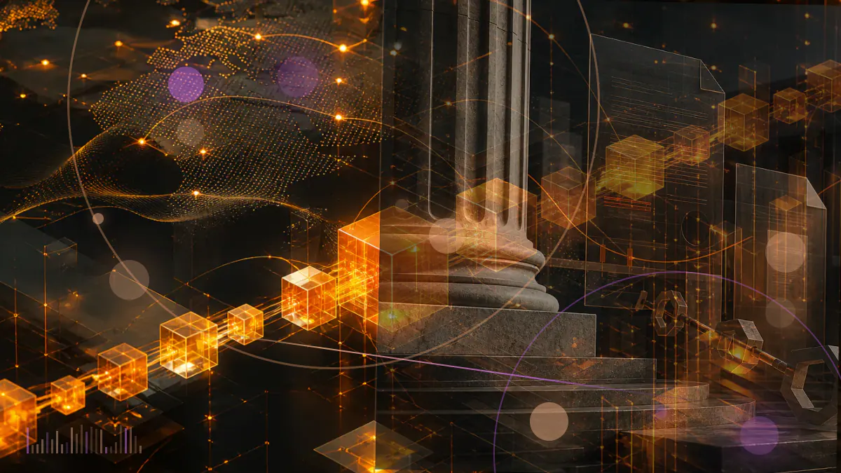 Conceptual illustration of cryptocurrency exchanges and digital wallets connected through a global regulatory compliance network