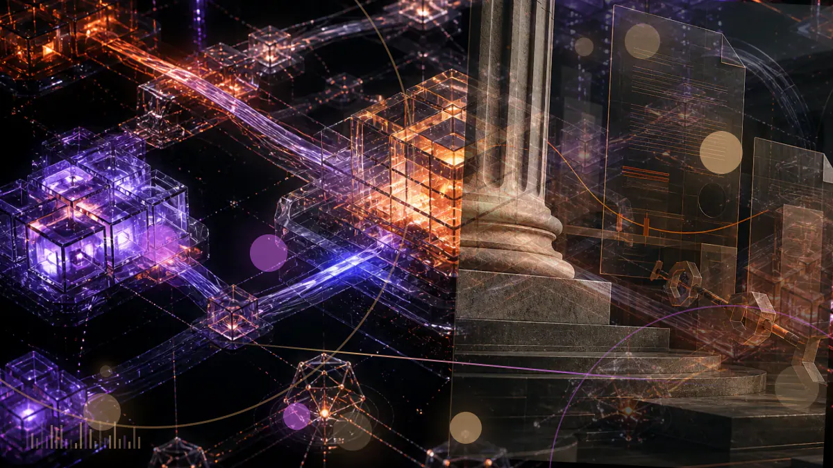 Conceptual illustration of a regulatory ledger connecting a crypto wallet, decentralized protocol nodes and cross-border identity records