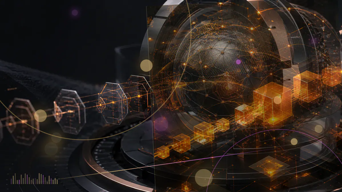 Conceptual illustration of a sanctioned Ethereum address connected to a breached cross-chain bridge and a North Korean cyber-operation map