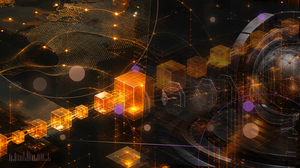 Conceptual illustration of a regulated bank building connected to digital-asset custody, stablecoin and blockchain network symbols