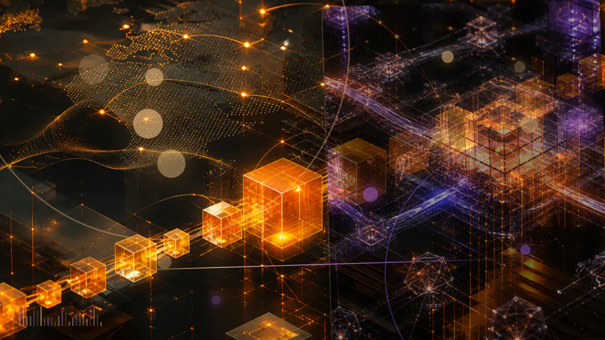 Conceptual illustration of a crypto-focused bank application separated from the Federal Reserve system by a regulatory barrier