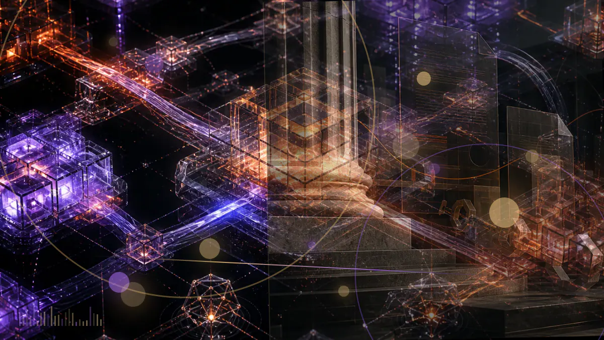 Conceptual illustration of cryptocurrency price signals entering a Federal Reserve financial-stability report beside broader risk-asset charts