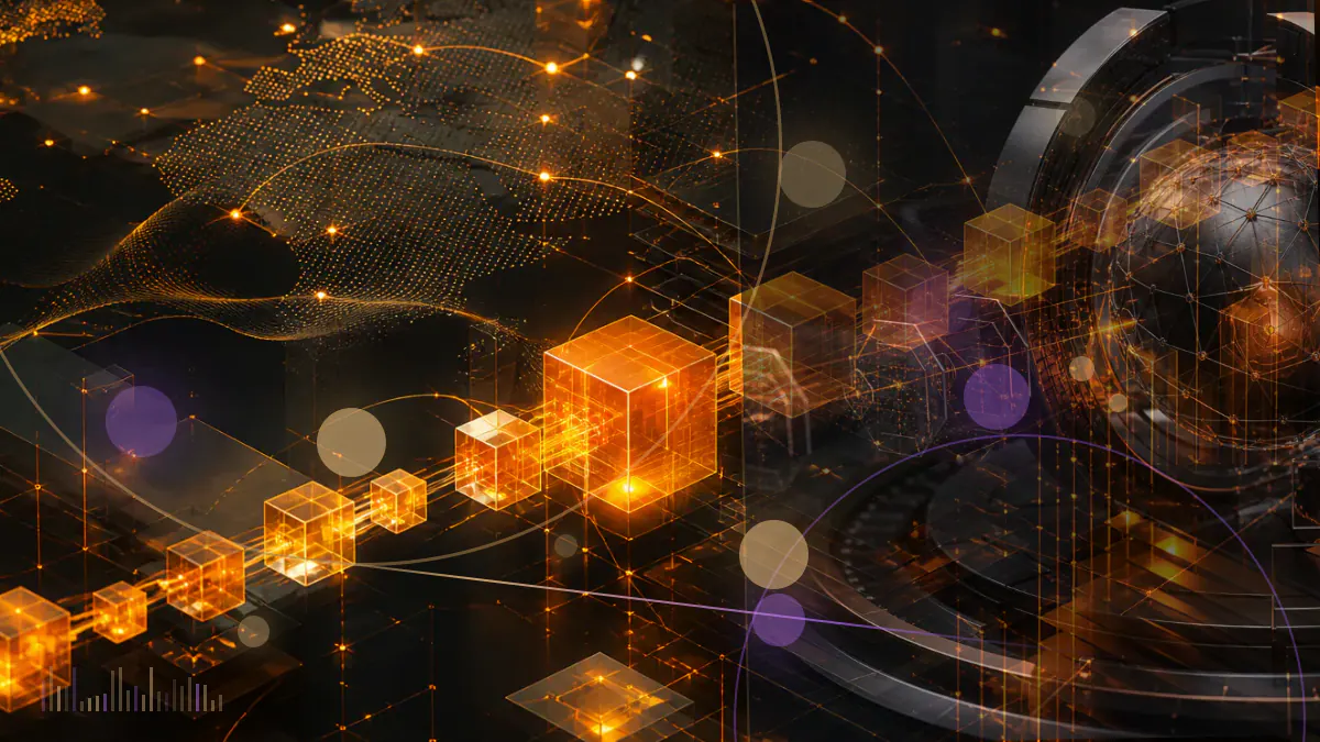 Conceptual illustration of three federal banking regulators examining crypto assets connected to a bank ledger