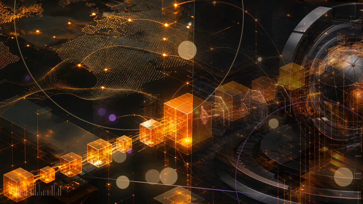 Conceptual illustration of cryptocurrency reserves entering a regulated mortgage underwriting ledger for Fannie Mae and Freddie Mac