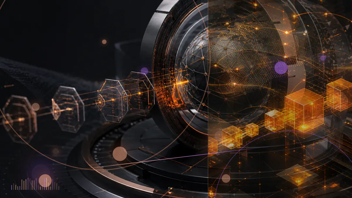 Conceptual illustration of institutional portfolio records connected to bitcoin, ether and digital-asset market infrastructure