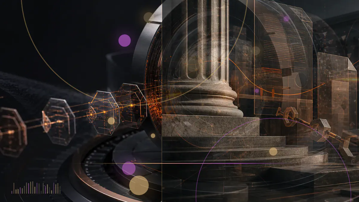 Conceptual illustration of a self-custody cryptocurrency wallet beside regulatory documents and obscured blockchain transaction paths