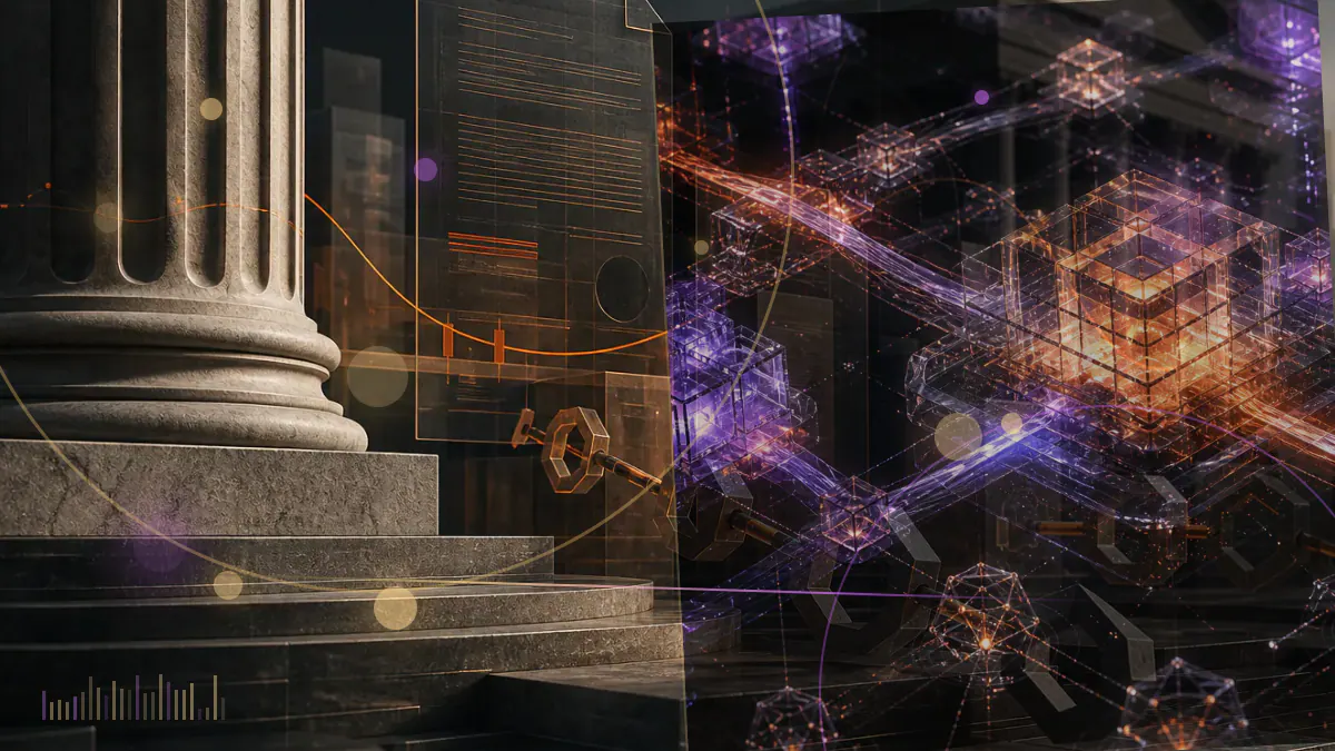 Conceptual illustration of payment, utility and asset tokens being sorted beside a Swiss financial-regulation document