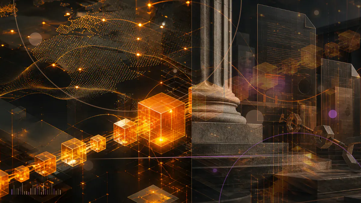 Conceptual illustration of an FTX bankruptcy ledger converting digital-asset claims into court-approved cash distributions
