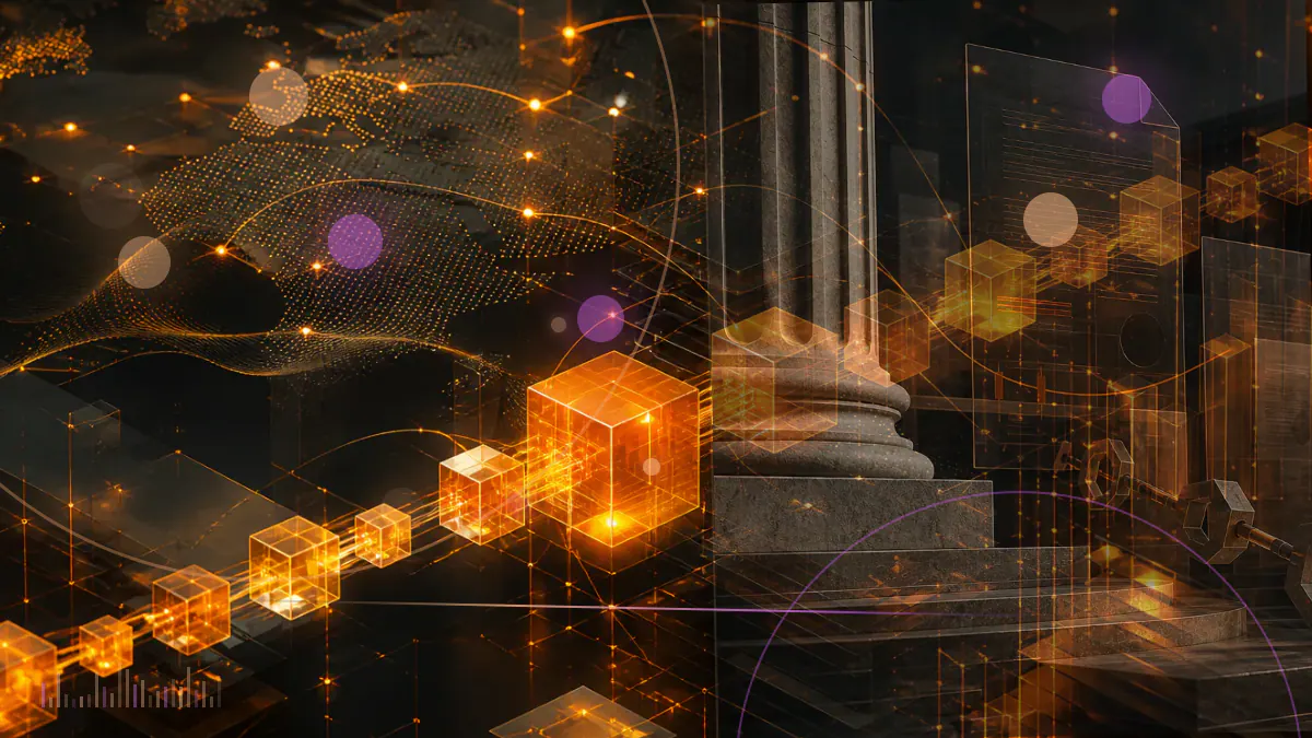 Conceptual illustration of FTX-linked digital businesses being separated into illuminated sale, reorganization and court-supervised asset channels