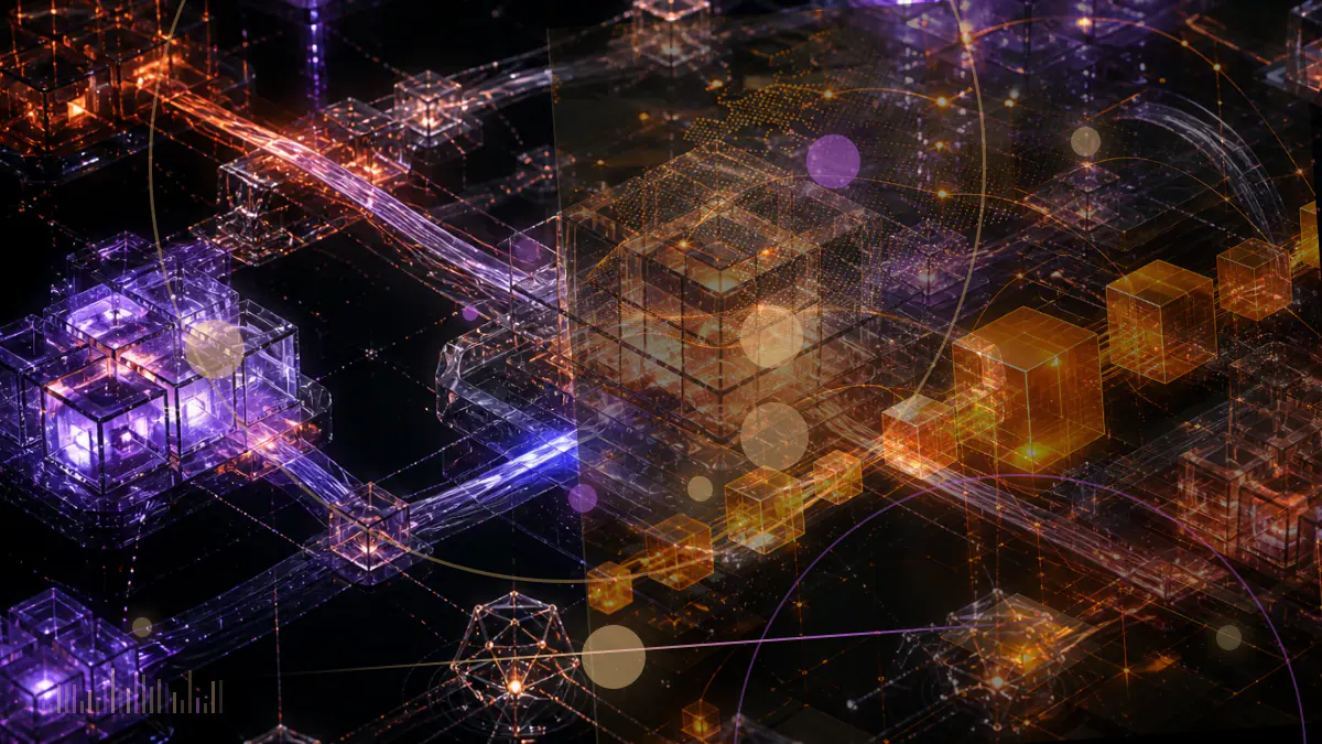 Conceptual illustration of a cryptocurrency asset auction moving through a bankruptcy court process between Voyager and FTX US