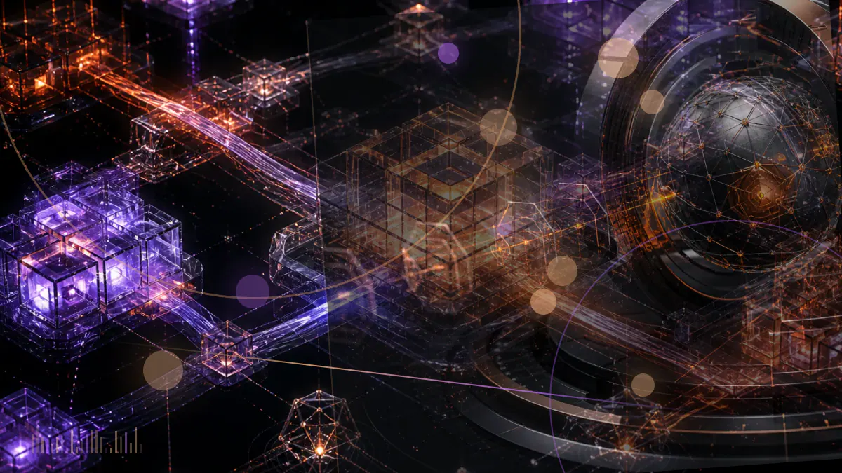 Conceptual illustration of a global stablecoin network approaching a regulatory checkpoint operated by finance ministries and central banks