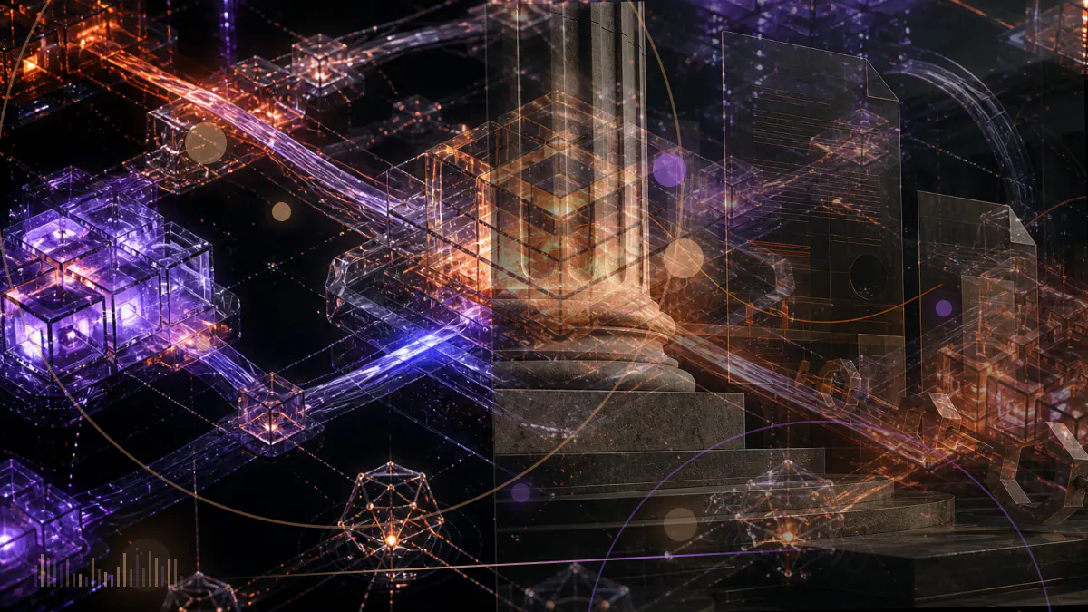 Conceptual illustration of a proposed global stablecoin network confronting a coordinated barrier formed by G7 financial authorities