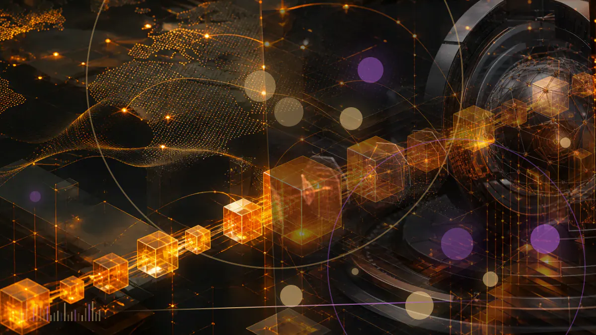Conceptual illustration of an institutional bitcoin trade moving from a multi-venue execution network into regulated cold-storage custody