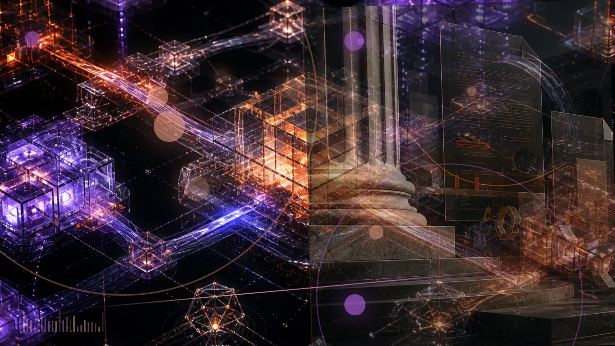 Conceptual illustration of a Bitcoin symbol protected by a post-quantum cryptographic shield and research network