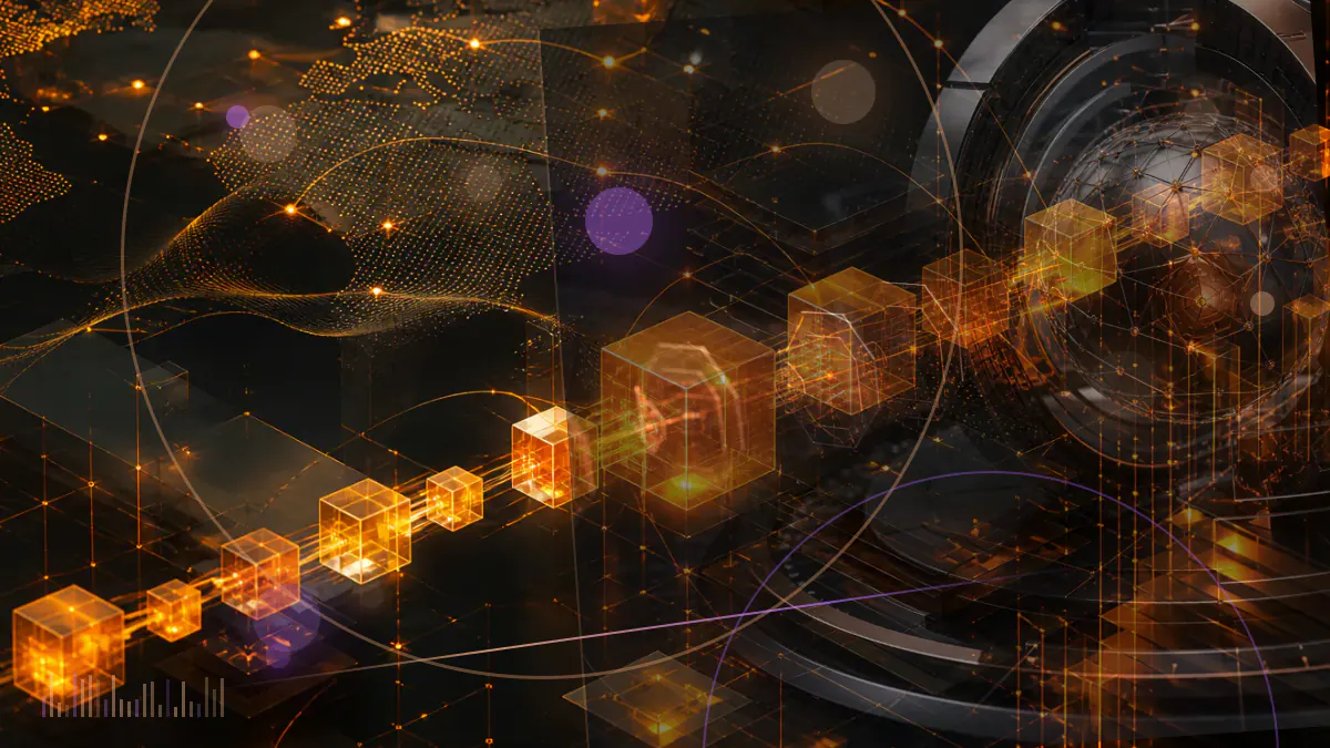 Conceptual illustration of Gemini exchange data flowing into a multi-venue bitcoin price benchmark connected to a futures settlement ledger