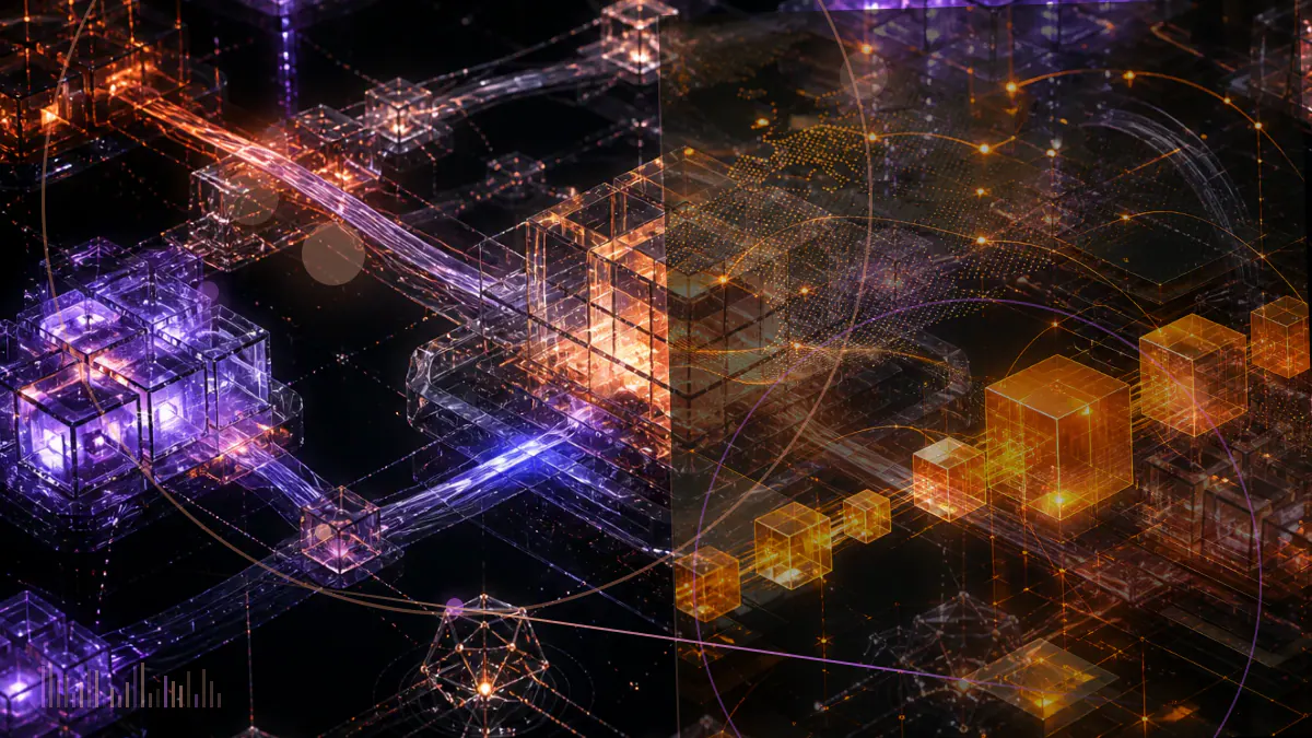 Conceptual illustration of digital tokens moving through an authorized-participant gateway and becoming exchange-traded product shares