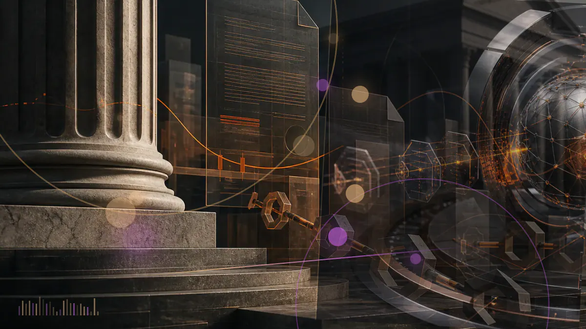 Conceptual illustration of compromised cryptographic keys opening a cross-chain bridge while a strengthened multisignature lock closes behind them