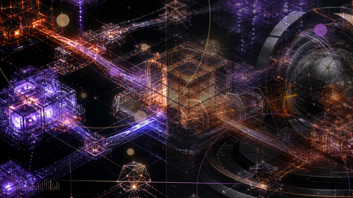 Conceptual illustration of a fractured blockchain ledger being patched while validators evaluate rolling the chain back