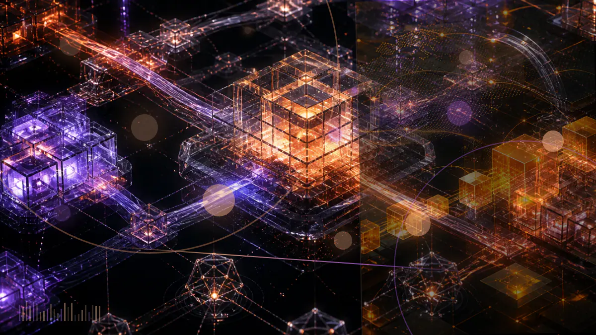 Conceptual illustration of bitcoin and ether entering a single index-tracking fund under regulatory review