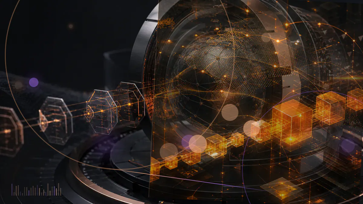 Conceptual illustration of a Libra digital-currency network and Calibra wallet paused at a United States congressional checkpoint