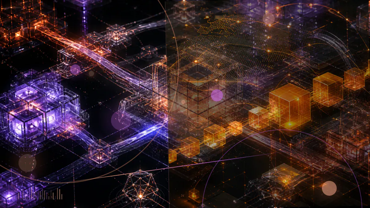 Conceptual illustration of a digital-asset market-structure bill moving from congressional committees toward the U.S. House chamber