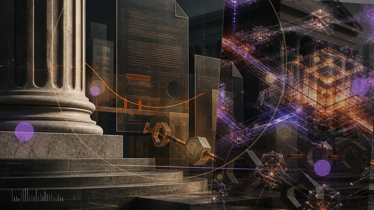 Conceptual illustration of a Hong Kong dollar stablecoin moving through a bank-operated mobile payment network