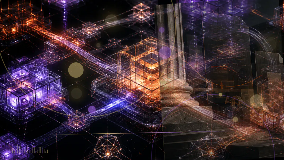 Conceptual illustration of a cryptocurrency exchange changing hands between institutional owners