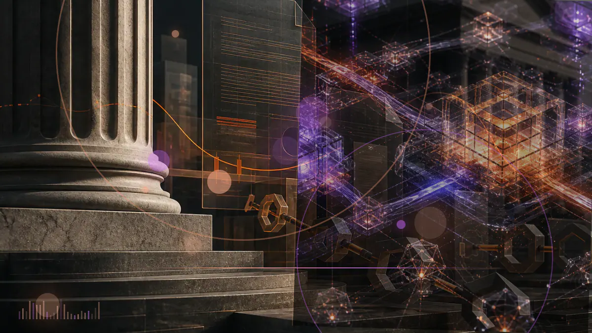 Conceptual illustration of HUSD tokens passing through a closing exchange gateway and emerging as USDT balances