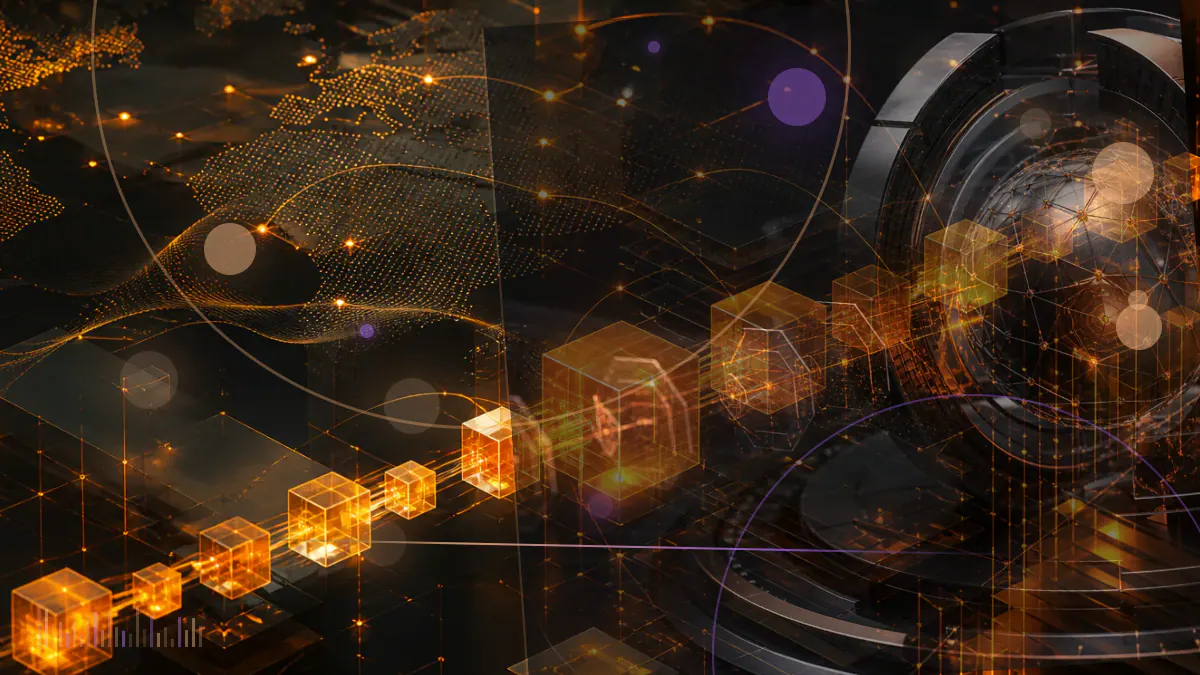 Conceptual illustration of a bitcoin moving between a regulated futures ledger and institutional custody vault