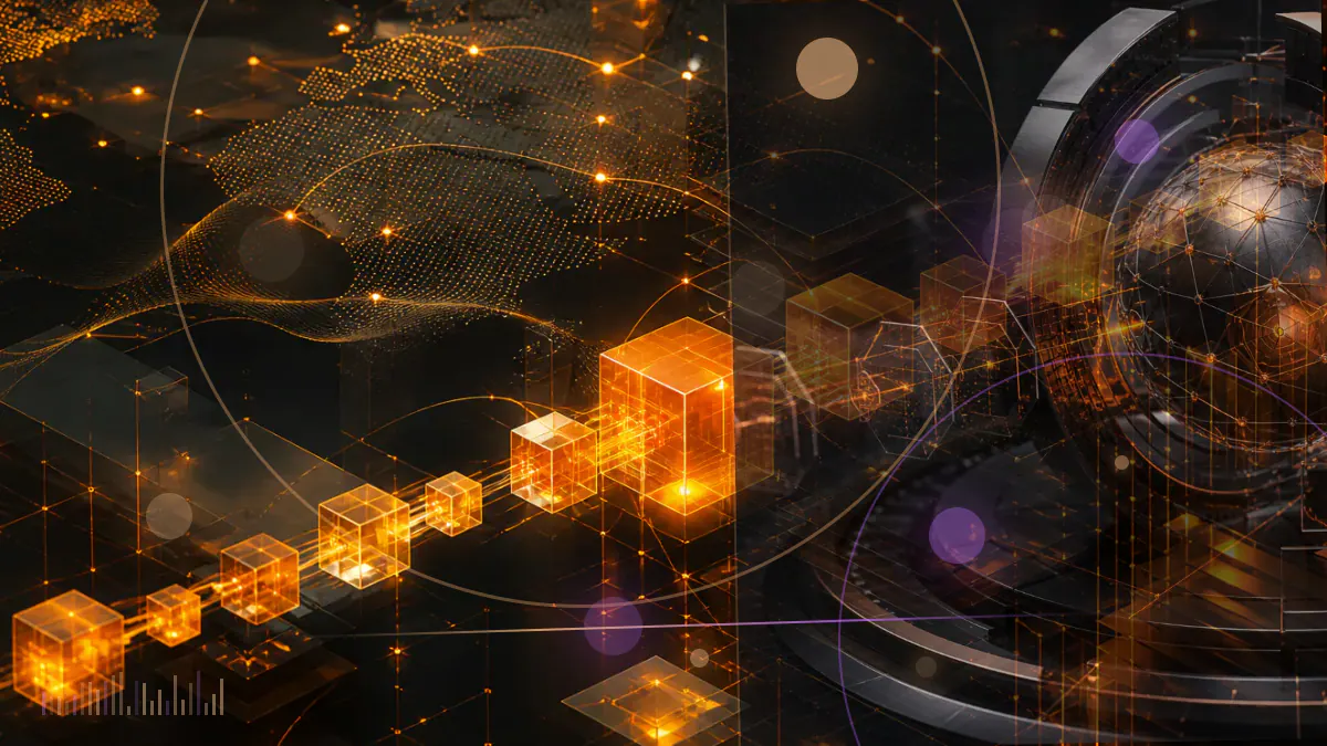 Conceptual illustration of cryptocurrency tokens separated from an Indian banking network by a regulatory barrier