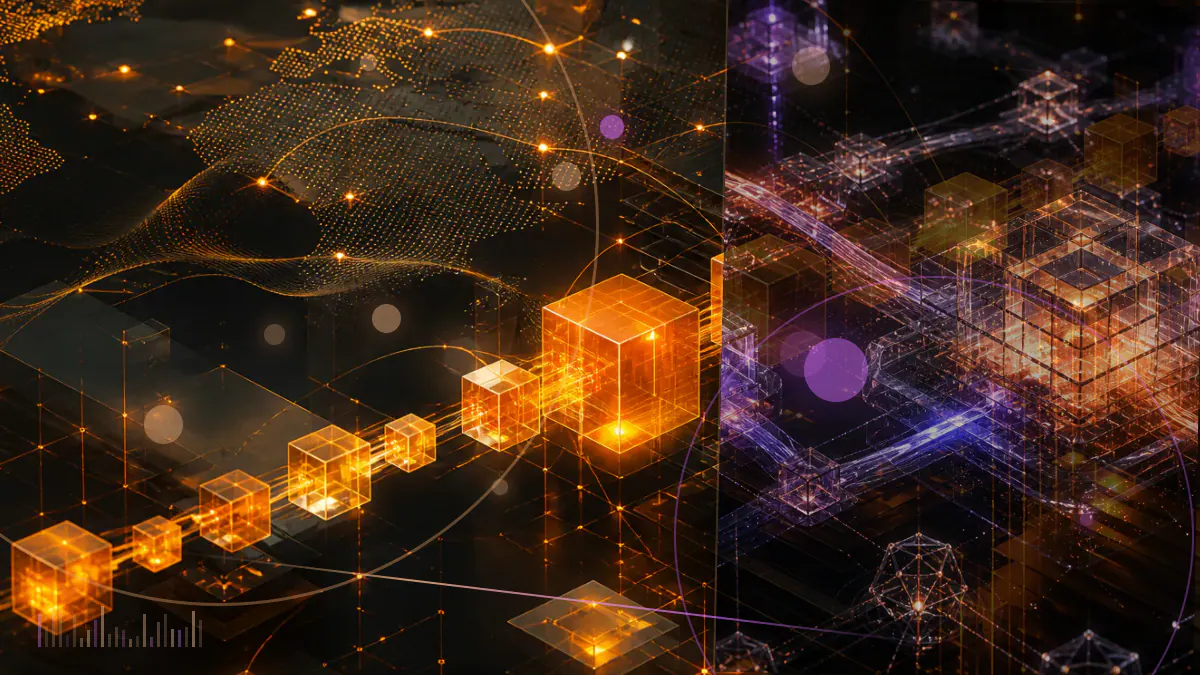 Conceptual illustration of a Japanese bank ledger connected to bitcoin and regulated digital-asset networks