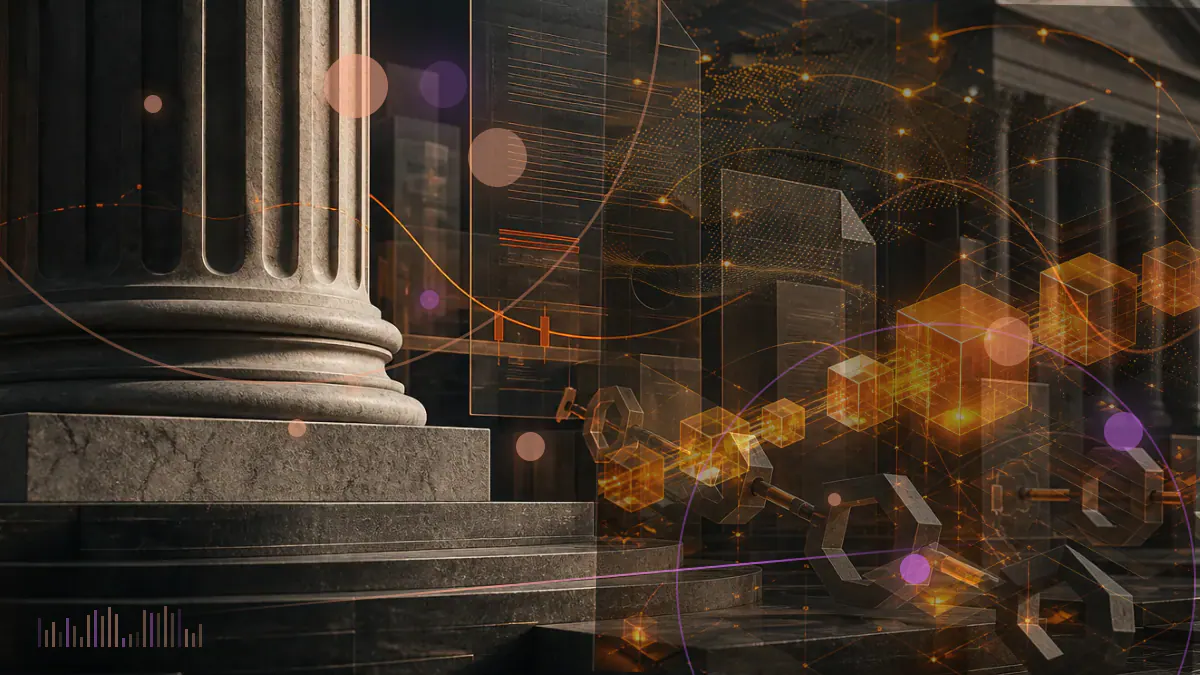 Conceptual illustration of a cryptocurrency exchange Earn interface closing while digital assets remain behind a liquidity barrier