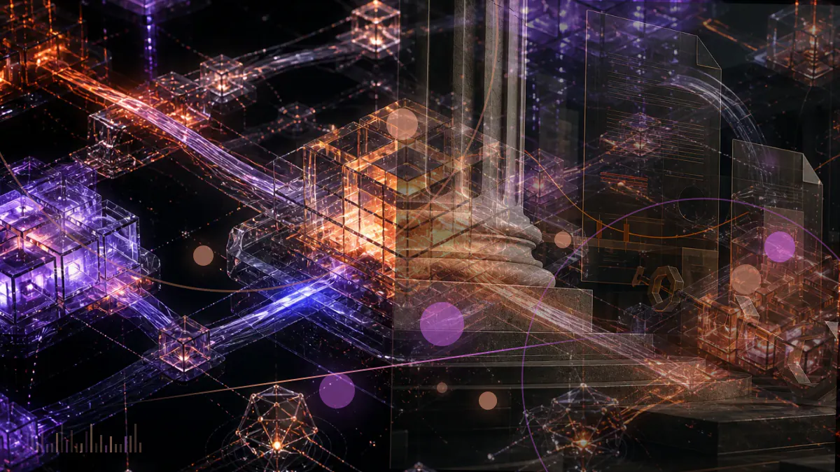 Conceptual illustration of permissioned dollar deposit tokens moving from a bank ledger across the Base blockchain