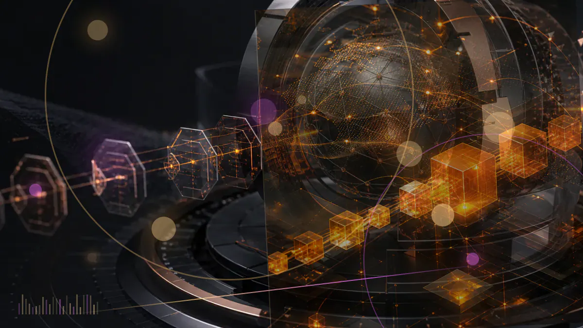 Conceptual illustration of bitcoin entering an energy-technology company treasury beside common-stock certificates and a custody ledger