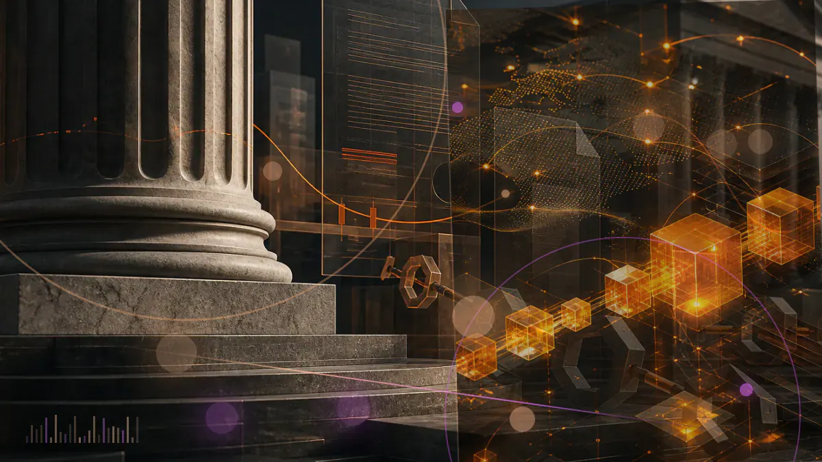 Conceptual illustration of an Ethereum lending contract fractured by looping token transfers and drained liquidity channels