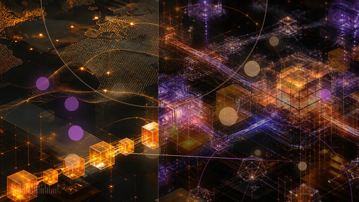 Conceptual illustration of bitcoin and ether-linked notes approaching a regulated London exchange gateway