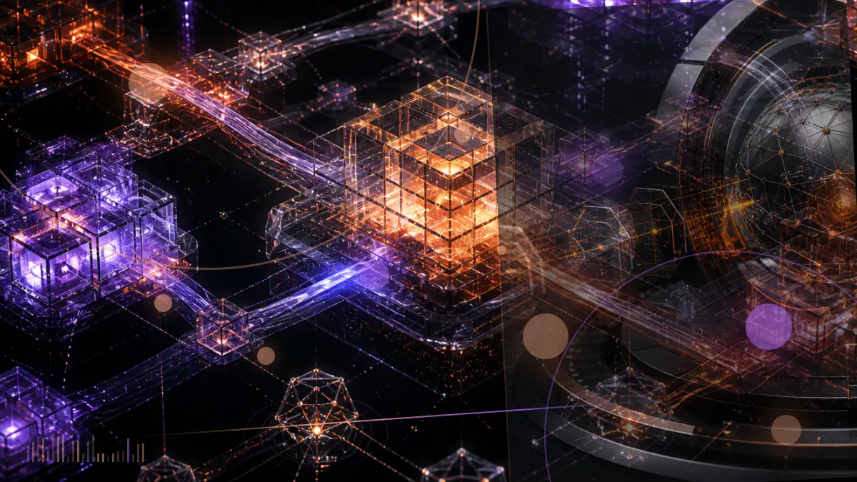 Conceptual courtroom scales above a decentralized exchange grid and MNGO token symbols