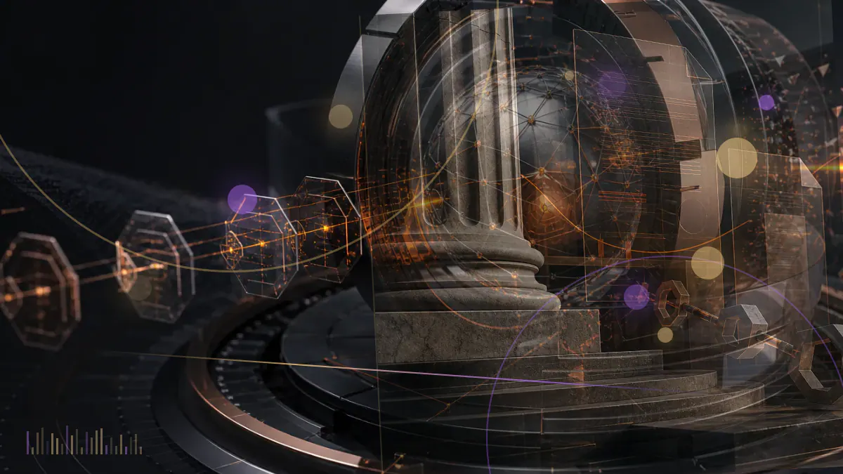Conceptual illustration of thousands of Bitcoin mining machines arriving at an expanding North American data center
