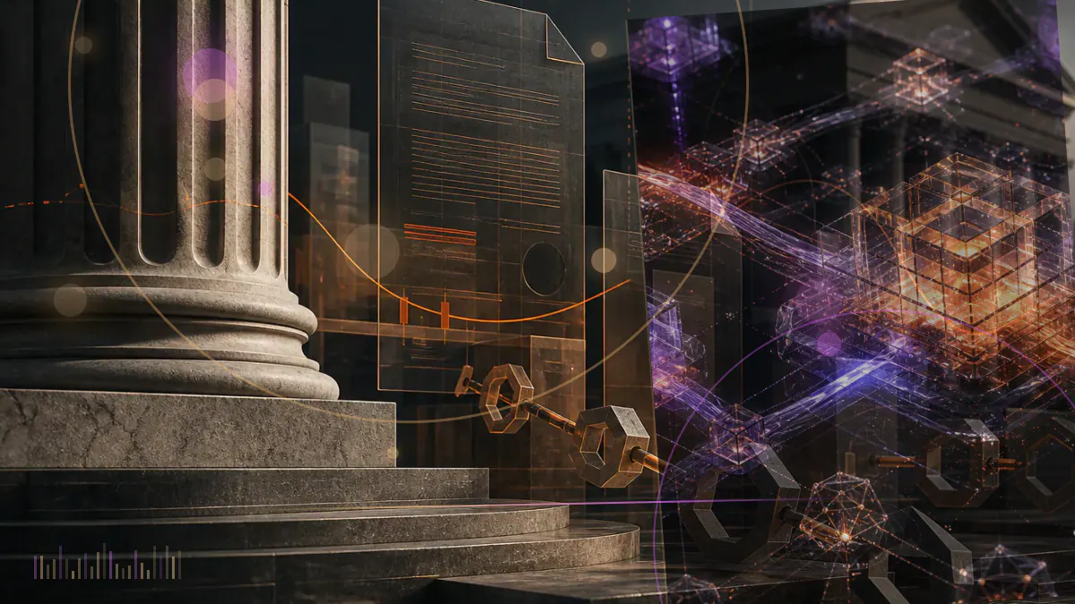 Conceptual illustration of traditional payment rails connecting with stablecoin transactions through shared digital infrastructure