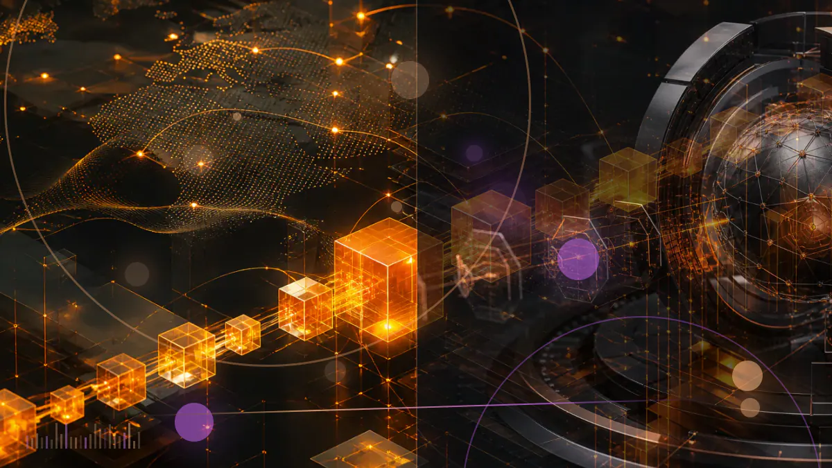 Conceptual illustration of a stablecoin payment passing through fraud and sanctions risk checks before entering a blockchain network