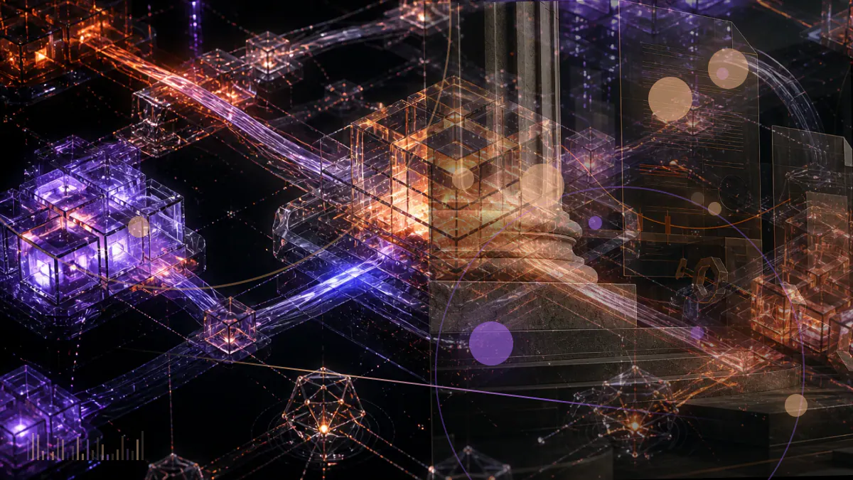 Conceptual illustration of bitcoin held inside a corporate vault with debt documents and collateral locks