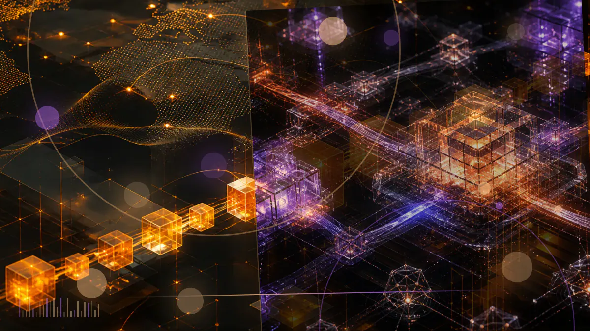 Conceptual illustration of a federal legal filing over cryptocurrency promotions, with digital tokens and a social-media signal motif