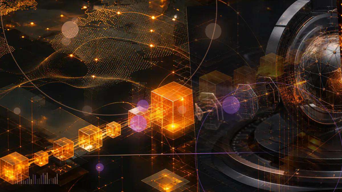 Conceptual illustration of public-company shares flowing into a corporate bitcoin treasury ledger