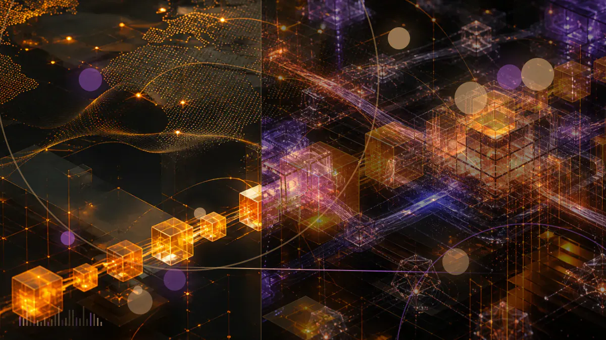 Conceptual illustration of a cross-chain asset network interrupted through a compromised cloud database