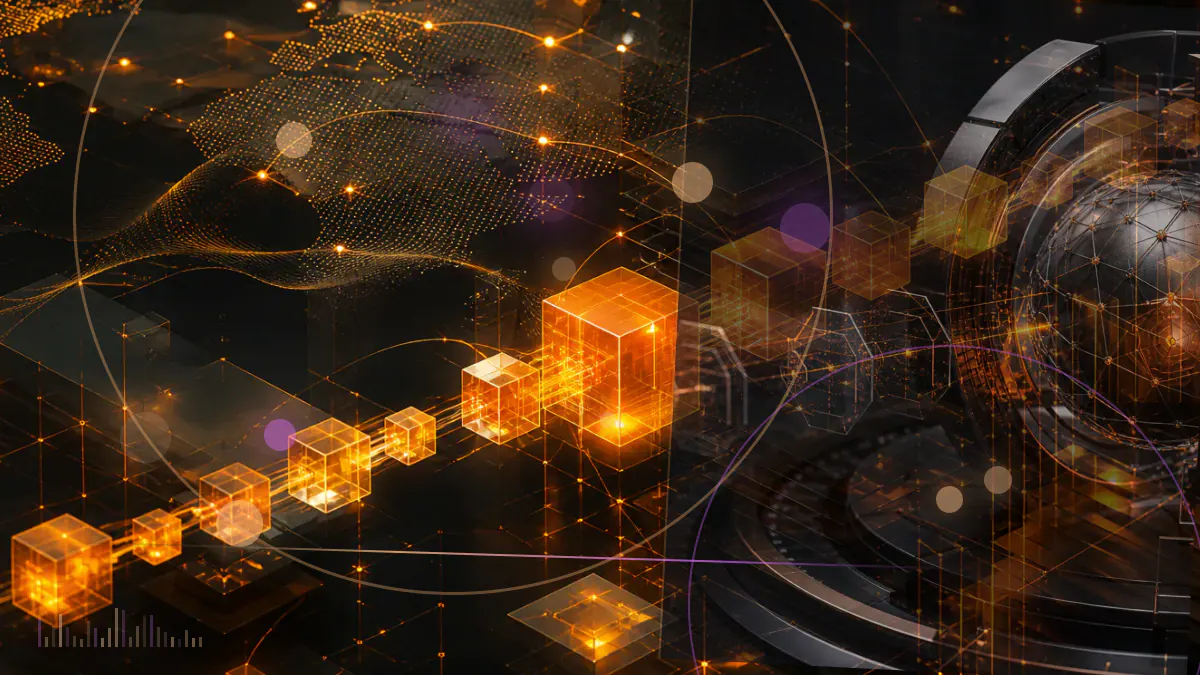 Conceptual illustration of Monero’s network reorganizing around a proof-of-work barrier blocking specialized mining hardware